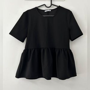 Short sleeve black peplum top